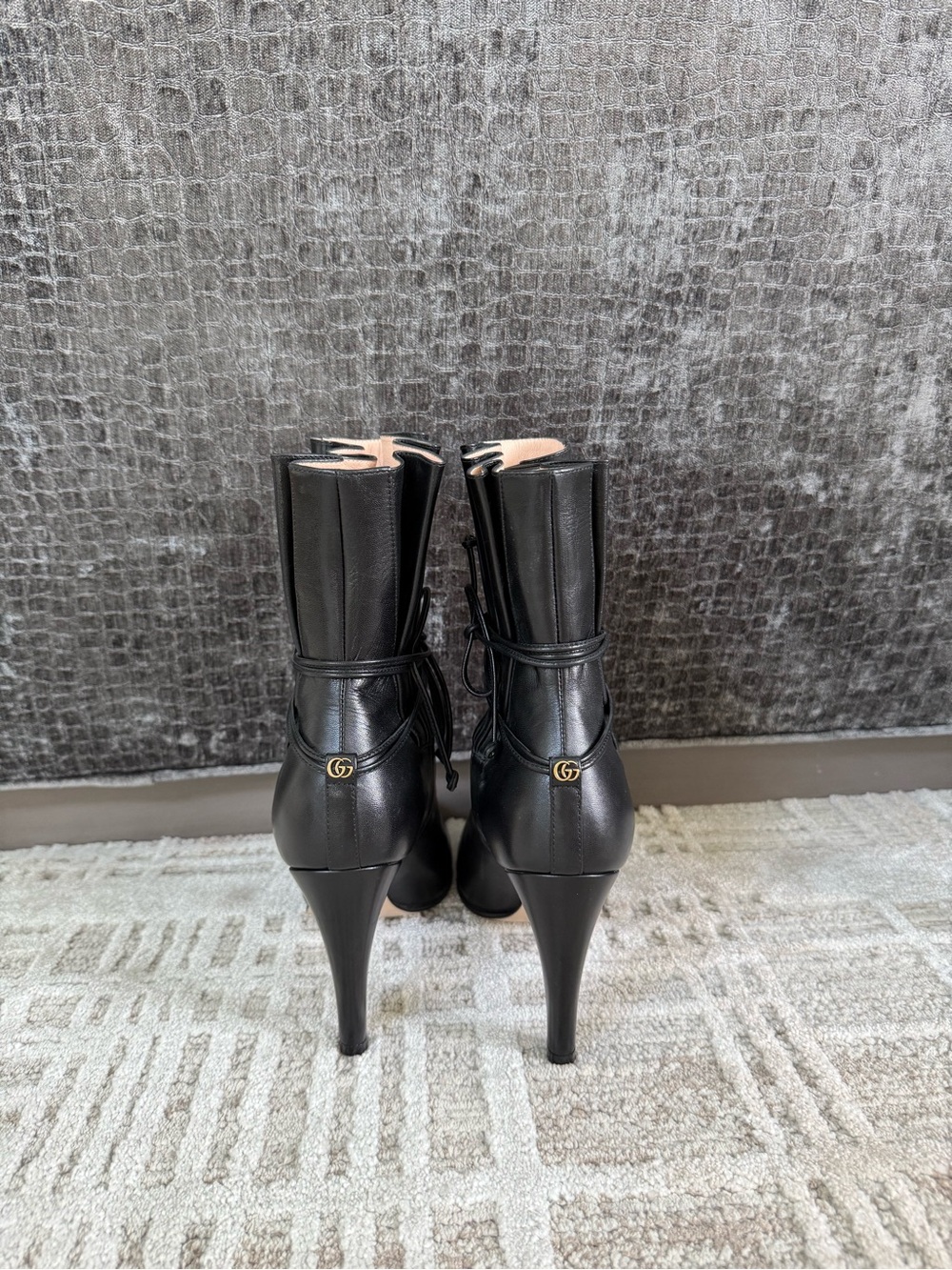 Gucci Indya Black Leather High-Heel Boots - Picture 3 of 6